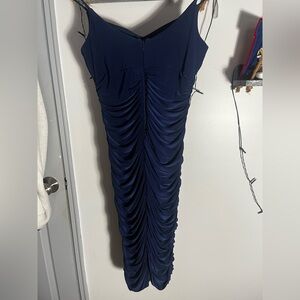 Elegant Navy Blue Ruched Dress